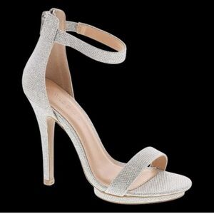 WILD DIVA Silver Glitter Sparkle Strappy Stiletto Heels - W7